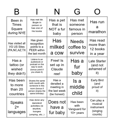 ACE Ice-Breaker Bingo Card