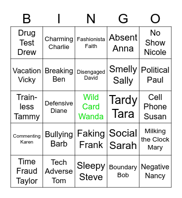 "I'm Calling HR" Bingo Card