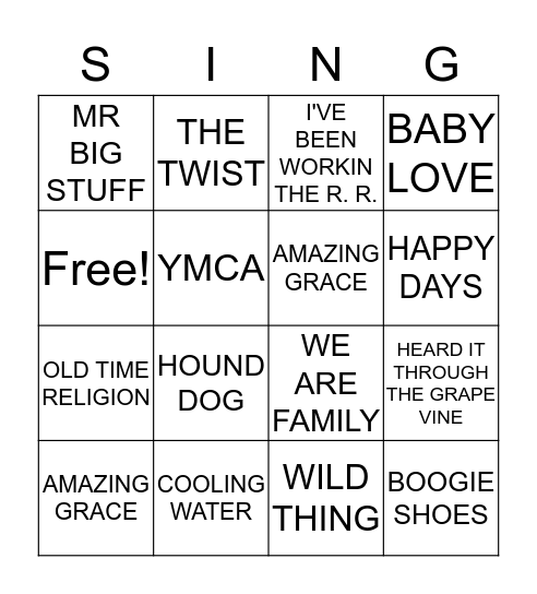 SINGO BINGO Card