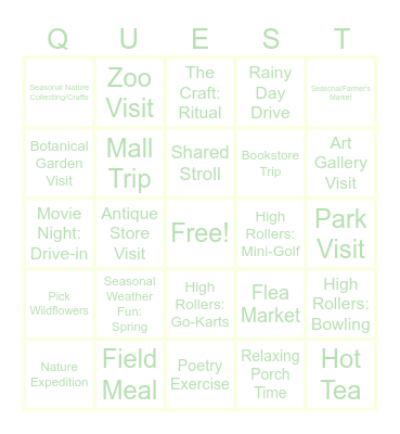 APRIL Bingo Card