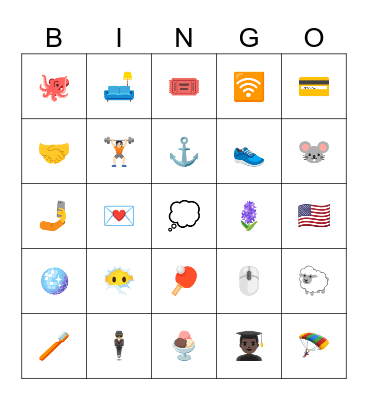 May 2026 Kids Emoji Bingo Card