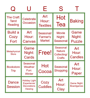 DECEMBER Bingo Card