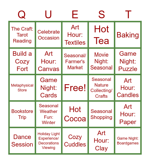 DECEMBER Bingo Card