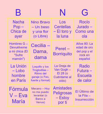 Bingo musical Bingo Card