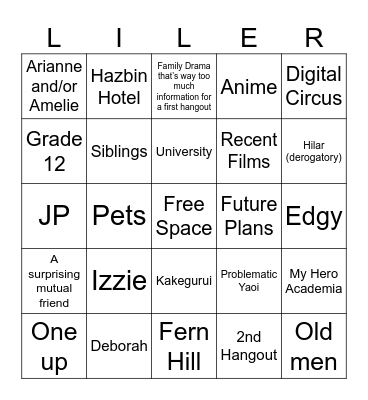 Ruby Hangout bingo Card