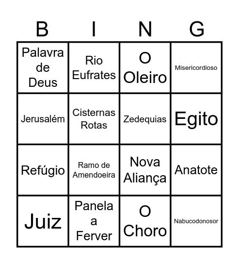 EBD PIB Limeira Bingo bíblico - Jeremias Bingo Card