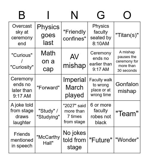 NSM 2027 Bingo Card