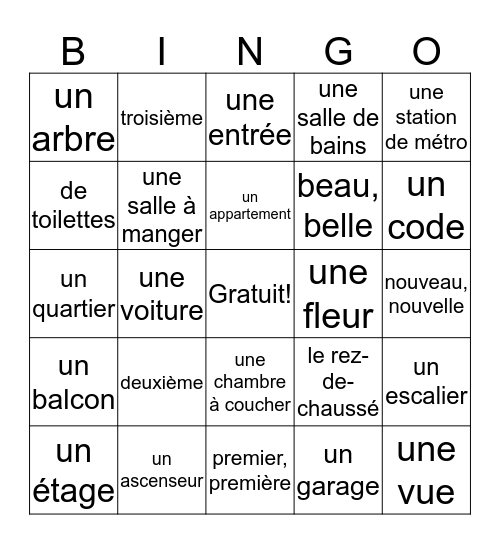 La  Maison Bingo Card