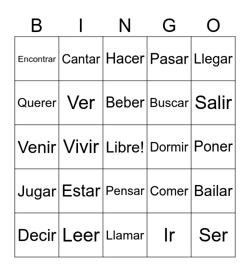 Imperativo Bingo Card