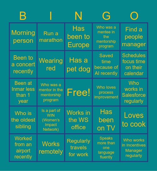 MarTech Networking Bingo Card