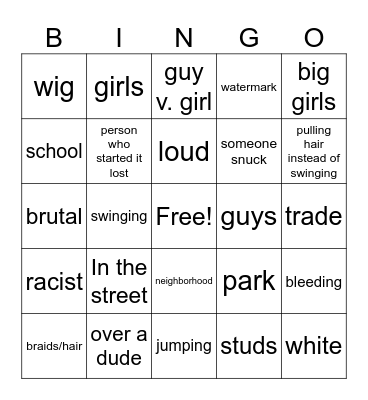 fight bingo Card