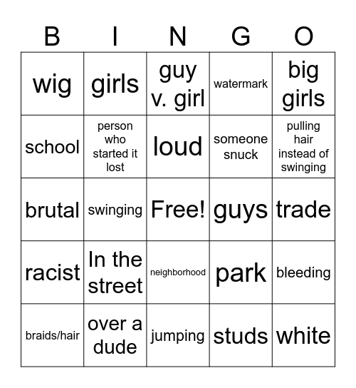 fight bingo Card