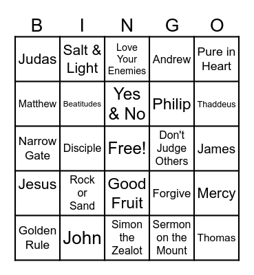 Kidz Life Bingo Card