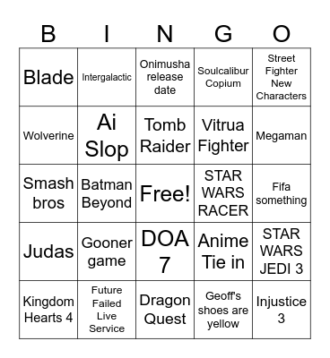 Summer Game Fest '26 Bingo Card