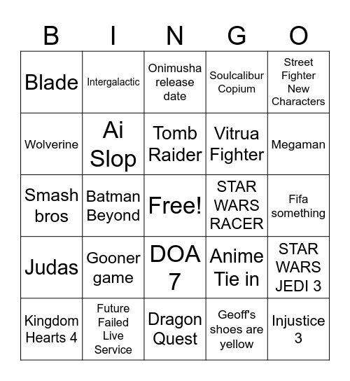 Summer Game Fest '26 Bingo Card
