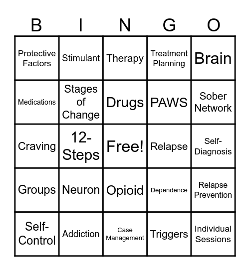 NIDA Bingo Card