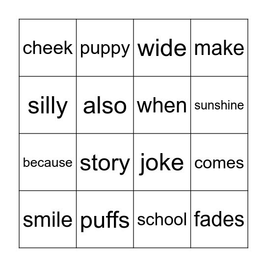 Tara Makes Us Smile Bingo Card