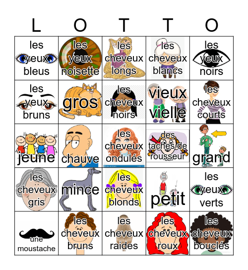 Les Caractéristiques Physique Bingo Card