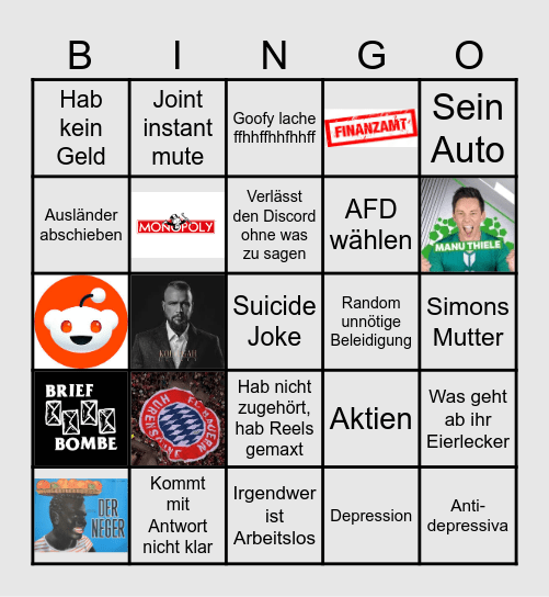 Fewbre Bingo Card
