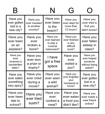 FIND SOMEONE WHO Bingo Card