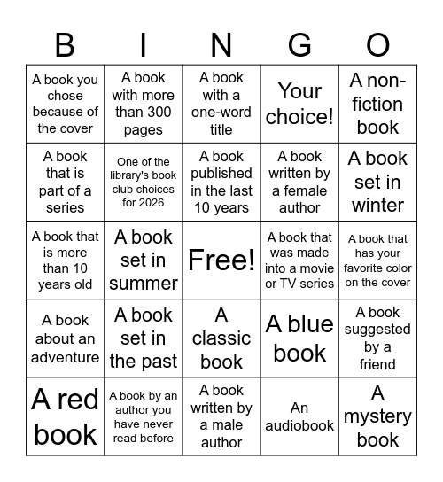 Lead Library Adult Summer Reading 2026 Bingo Card