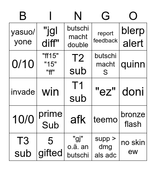 LOL Bingo Card