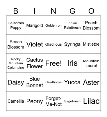 Spring Flower Bingo Card