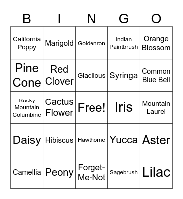 Spring Flower Bingo Card