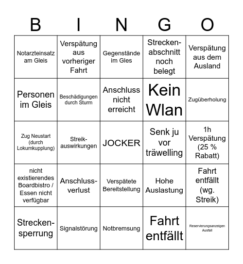 Bahn-Bingo Card