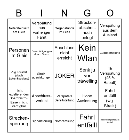 Bahn-Bingo Card