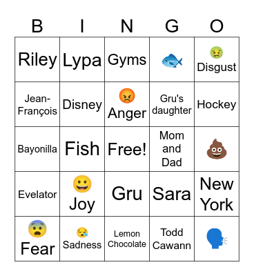 Inside Out Bingo Card