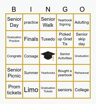 Grad Bingo 2025 Bingo Card