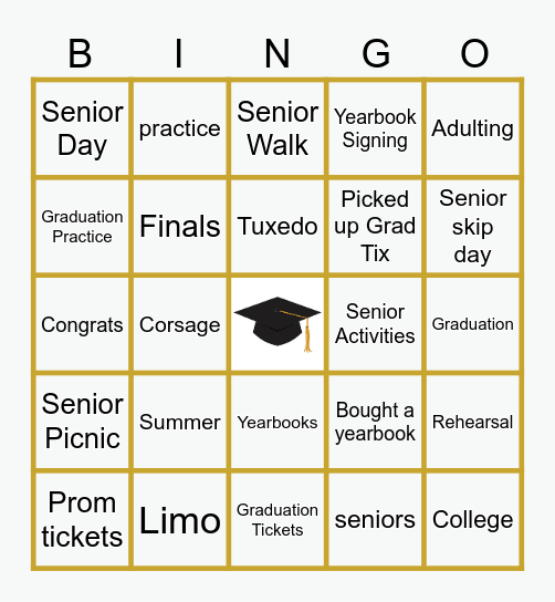 Grad Bingo 2025 Bingo Card