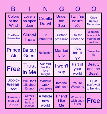 Disney Bingo! Bingo Card