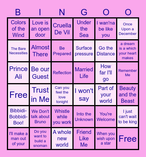 Disney Bingo! Bingo Card