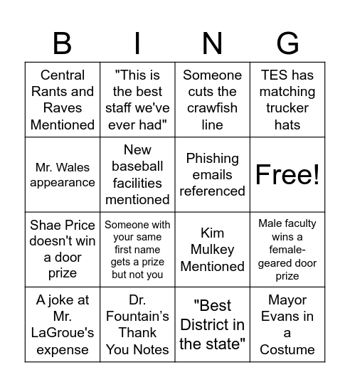 Crawfish Boil 2026 Bingo Card