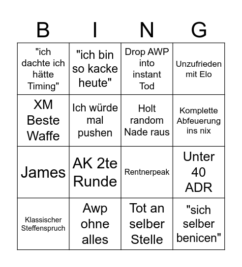 Steffen Faceit Bingo Card