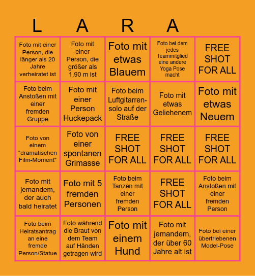 JGA Foto Challenge Bingo Card