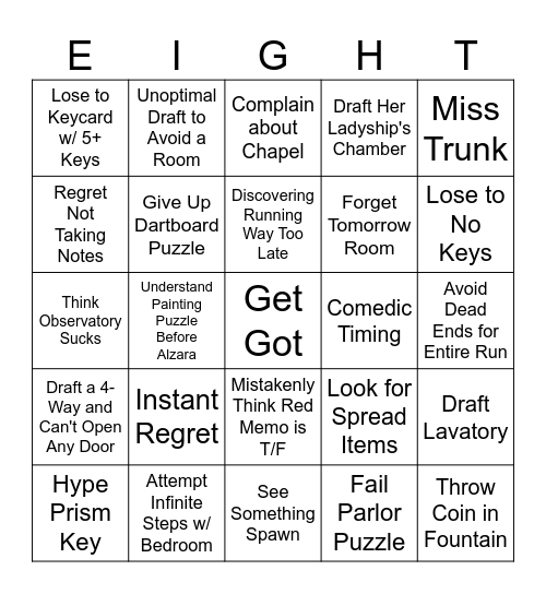 Blue Prince Early Game Bingo Card