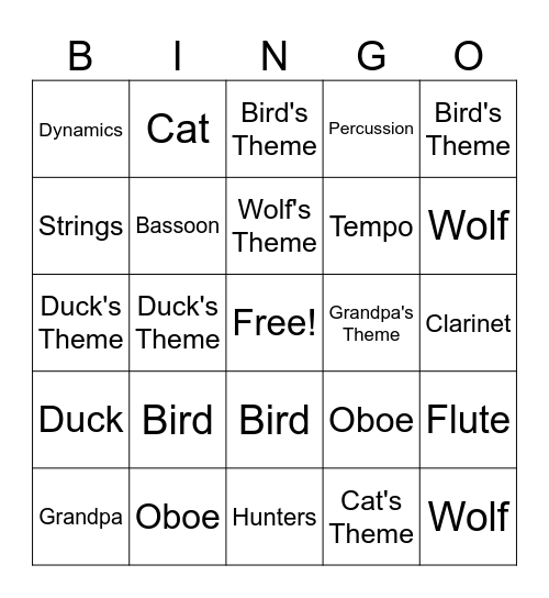 PETER Bingo Card