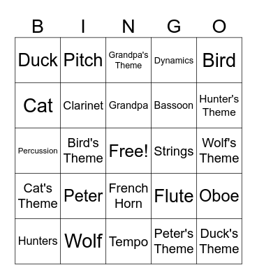 PETER Bingo Card