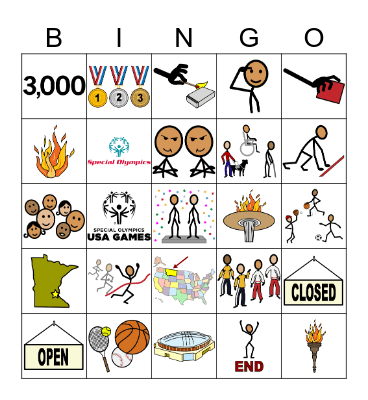 Special Olympics USA Games Bingo Card
