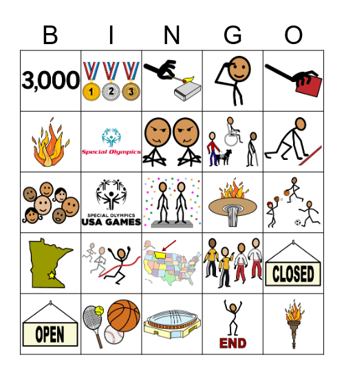 Special Olympics USA Games Bingo Card