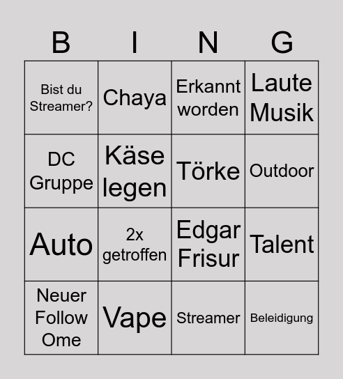 OME Foxy Bingo Card