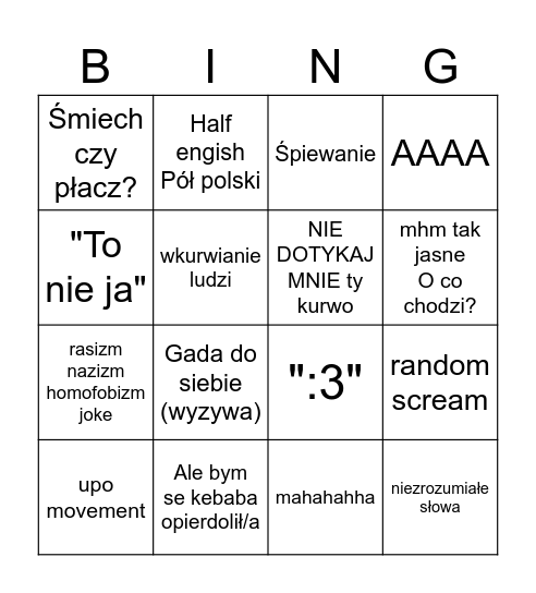 Vc z Demonio Bingo Card