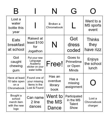 Language Academy Bingo Card