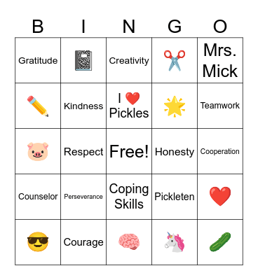 End of Year Bingo Card