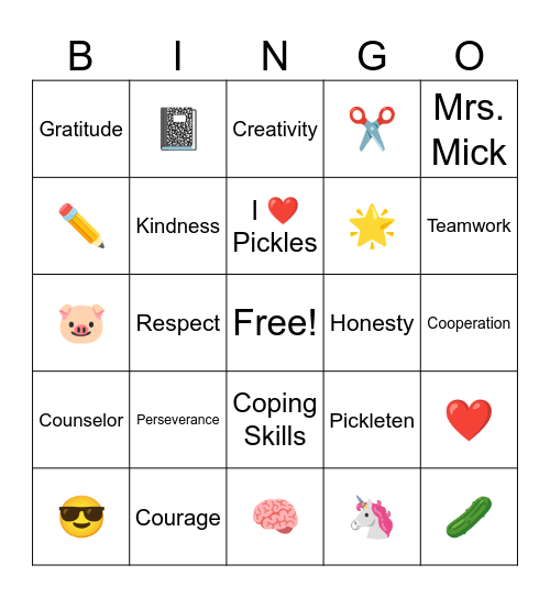 End of Year Bingo Card