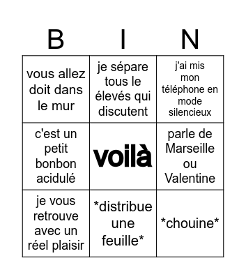 Mr Biannay Bingo Card