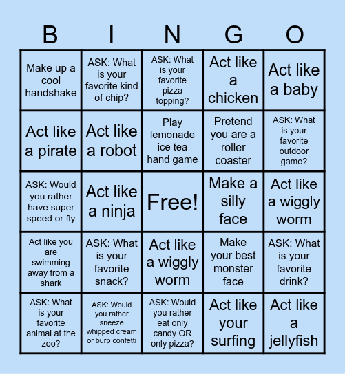 SILLY BINGO Card